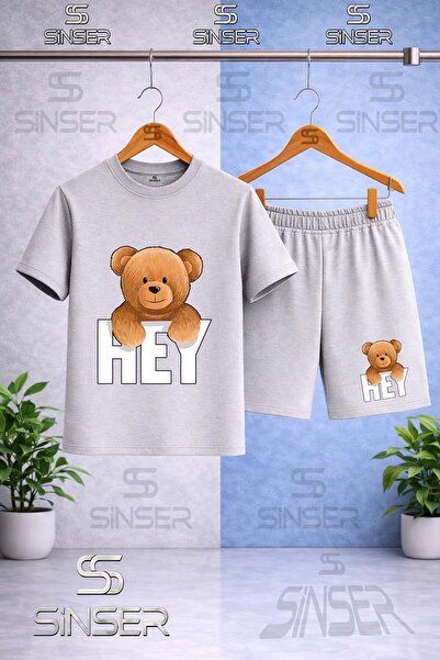 SS SİNSER Children's T-Shirt with Printed "Hey" and "Yazisi" on the Back - Sh...