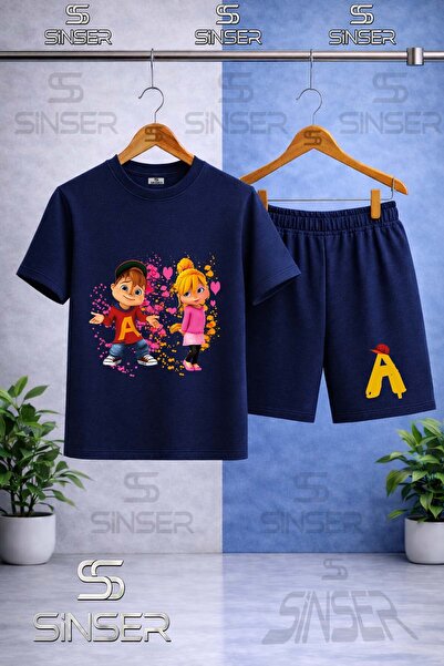 SS SİNSER Kids' Alvin and the Chipmunks Printed Crew Neck T-Shirt - Shorts Set