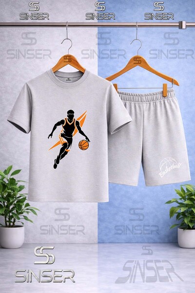 SS SİNSER Kids' Basketball Player Orange Syh Printed Crew Neck T-Shirt - Shor...