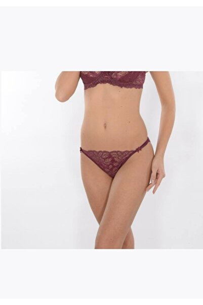 Malinka 1 Piece Burgundy Plum Slip Lace Comfortable Panties Underwear