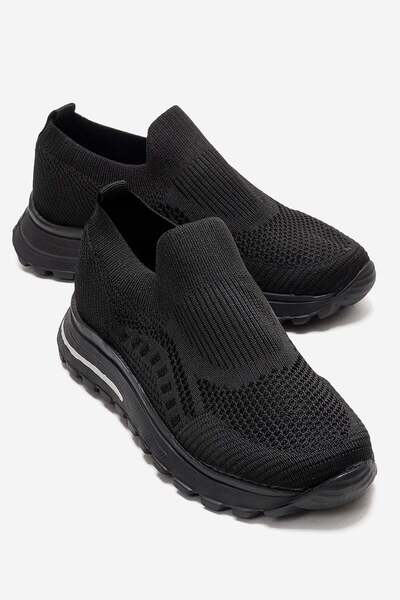CCWAY AYAKKABI Sade Triko Pantofi sport pentru femei NEGRU NEGRU