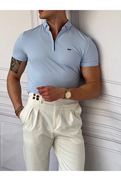MODEFENDİ Tricou cu fermoar, cu guler pentru bebeluși, din bumbac Lycra, slim...