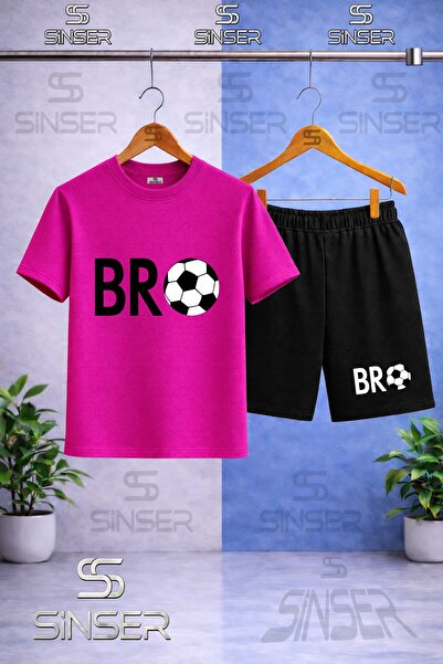 SS SİNSER Children's Bro Top Yazi Syh Printed Crew Neck T-Shirt - Shorts Set