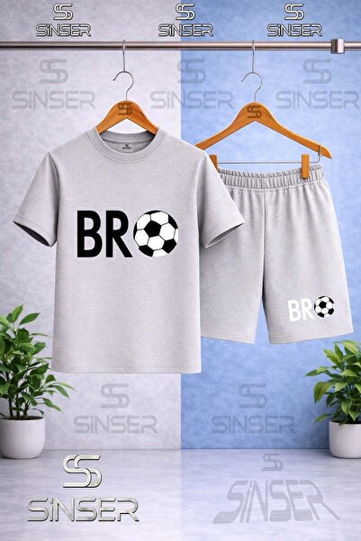 SS SİNSER Children's Bro Top Yazi Syh Printed Crew Neck T-Shirt - Shorts Set