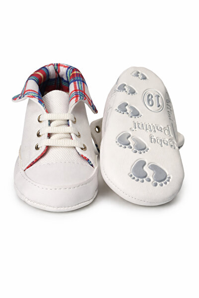 Bebelul White baby sneakers with checkered interior Pattini