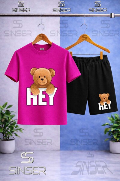 SS SİNSER Children's T-Shirt with Printed "Hey" and "Yazisi" on the Back - Sh...