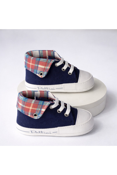 Bebelul Βρεφικά αγορίστικα αθλητικά παπούτσια Pattini σε ναυτικό μπλε με καρό...