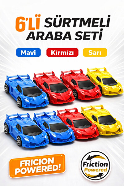 KAR TANESİ 6’lı Sürtmeli Oyuncak Araba Seti 15 CM Okulda Dağıtmalık Karne Doğ...
