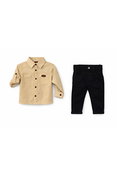 Bebelul 2-piece set: beige shirt and navy blue trousers for boys, Oryeda