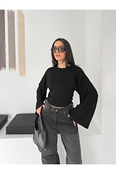 gozdefashion Women's Bat Sleeve Gathered Waist Blouse