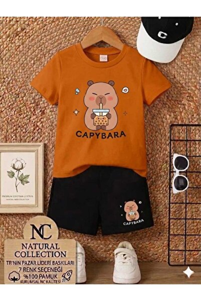 Nice Clothes Tricou și pantaloni scurți de vară pentru copii, unisex (Capybar...