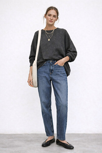 kikiriktekstil Τζιν - Ναυτικό μπλε - Μαμά