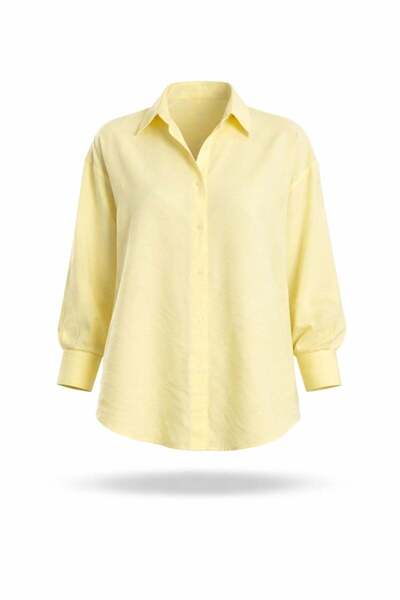 5in1Canpolat Πουκάμισο plus size - Κίτρινο - Κανονική εφαρμογή