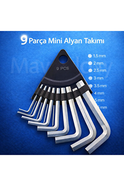 Mayaglory 9 Parça Mini Alyan Takımı Kısa Alyan Tamir Takımı Anahtar Takımı