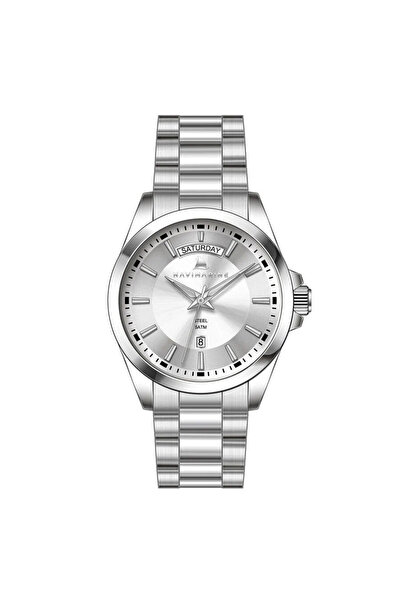 Navimarine Paslanmaz Çelik Beyaz Çelik Day-Date 41mm 5Atm Sade Şık Erkek Kol ...