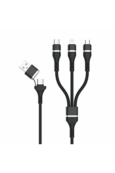 unix International كابل شحن سريع UNIX iUX-06 120W 3 في 1، منفذ USB-A إلى Type...