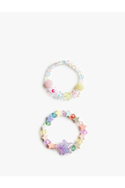 Koton Pearl Bead Detailed Floral 2-Piece Bracelet Set