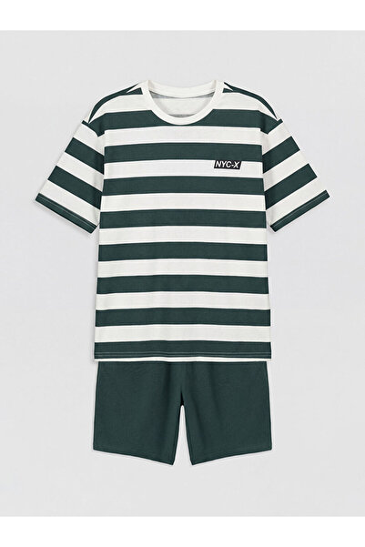 LC Waikiki RMZ GİYİM FARKİLYA Set pantaloni scurți cu dungi pentru băieți