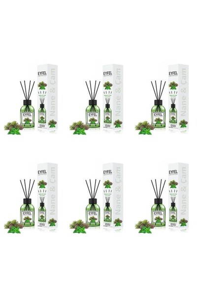 Eyfel Set 6x Odorizant de camera cu bete Eyfel, Pin si Menta, 120 ml