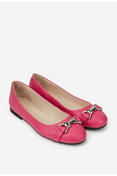 Dasha Balerini dama fuchsia din piele texturata cu ornament