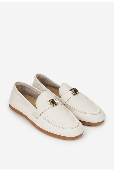 Dasha Women's beige shoes made of genuine Leather with ornament