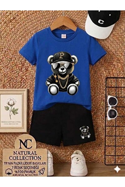 Nice Clothes Лятна детска тениска и къси панталони унисекс (с щампа на мече и...