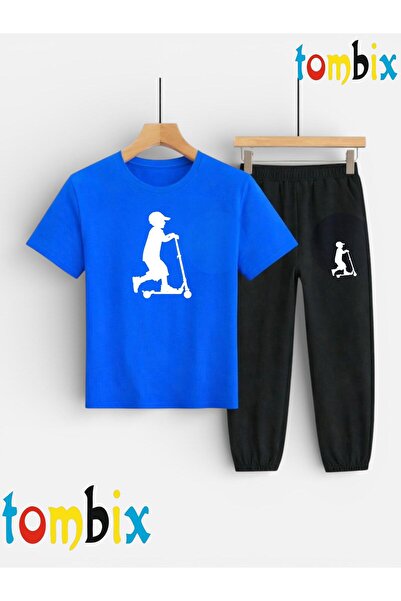 tombix Scoter and Child Printed T-Shirt and Sweatpants (Sweatpants with Pocke...