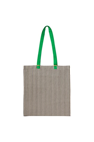 IKEA MÄVINN Bag, green/stripe white/black