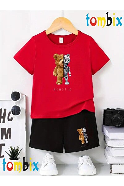 tombix Robotic Printed T-Shirt Shorts Summer Children's Set