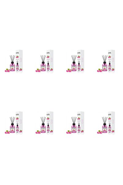 Eyfel Set 8x Odorizant de camera cu bete Eyfel, Trandafir, 120 ml