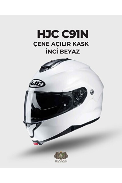 HJC C91N ÇENE AÇILIR BEYAZ KASK