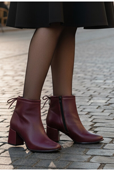Dasha Botine dama bordo din piele naturala