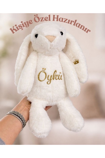 Hi.minitr İsme Özel Peluş Tavşan – Vinil Baskılı Kişiye Özel Oyuncak – Uyku A...