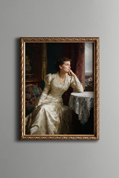 epiqart Waiting at the Window - Vintage Patterned Frame - Slim Model