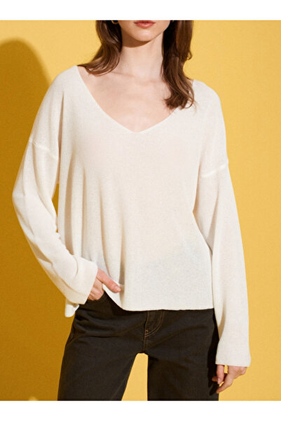 Dilvin Kadın V Yaka Dökümlü Triko