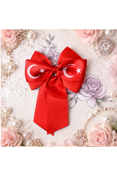 Duruconcept Tasarım Atölyesi Türk Bayraklı Fiyonk Toka-Kırmızı Saten Kurdale ...