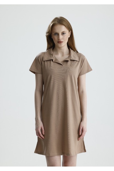 Madame QAN's Φόρεμα - Καφέ - Φόρεμα Jersey