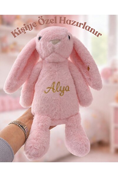Hi.minitr İsme Özel Peluş Tavşan – Vinil Baskılı Kişiye Özel Oyuncak – Uyku A...
