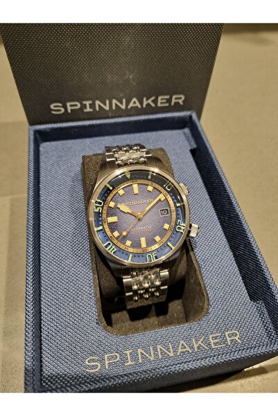 SPINNAKER ساعة يد رجالية أوتوماتيكية - مينا باللون الأزرق الداكن مع زجاج اليا...