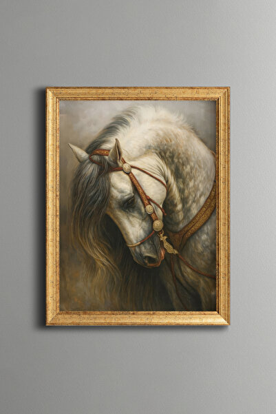 epiqart Noble Horse Portrait – Vintage Patterned Frame – Slim Model