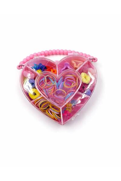 MD Moda Accessories Girl's Heart Shaped Hair Clip Set with Organizer Box, Col...