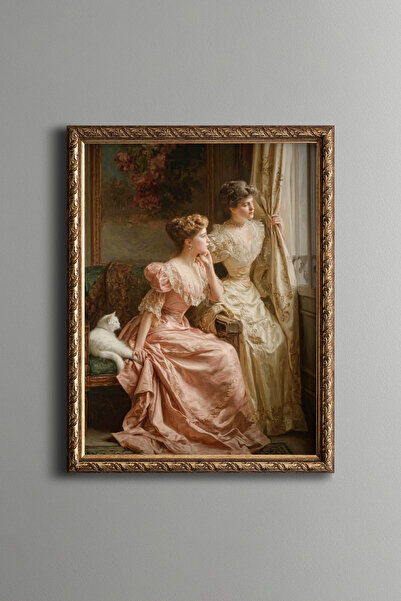 epiqart Pencerede Bekleyiş – Vintage Desenli Çerçeve – İnce Model