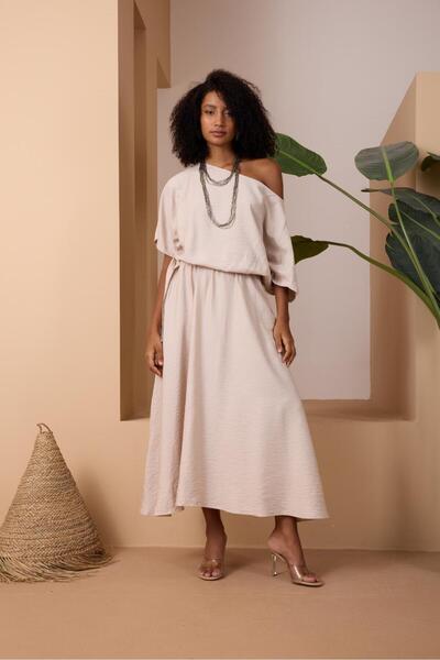 sumoda Φόρεμα - Μπεζ - Μακρύ