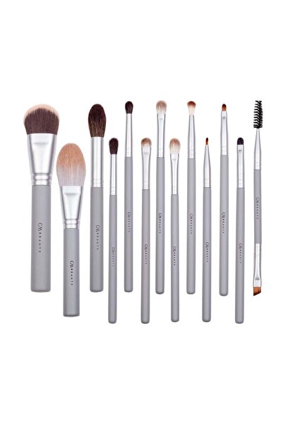 CMBeauty Set of 13 Professional Makeup Brushes Silver Chic