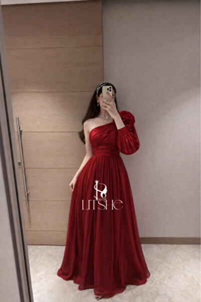 LITSHE فستان سهرة لون عنابي انيق