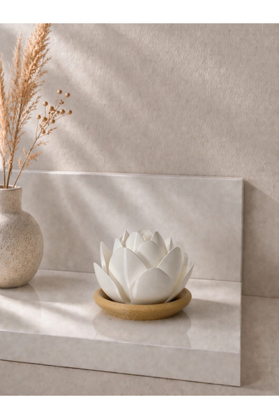 zulya Lotus Çiçeği LED Mumluk – Dekoratif Gece Lambası | Modern Minimal Mumluk