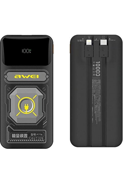AWEI Εξωτερική Μπαταρία 10000mAh 22,5 W P77K ενσωματωμένο καλώδιο
