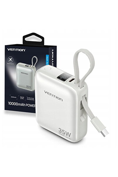 Vention 10000mAh 35W - power bank με καλώδιο USB-C (μπεζ)