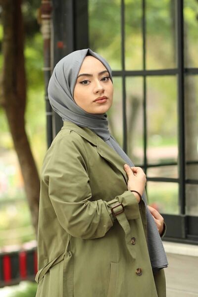 İSTANBULSTYLEMODA Hijab Cotton Crash Jazz Shawl Model - Σκούρο Γκρι