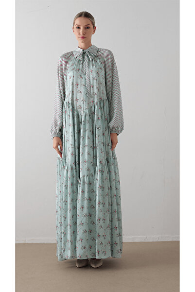 miha Hicran Önal Modest Dresses - Green - Long